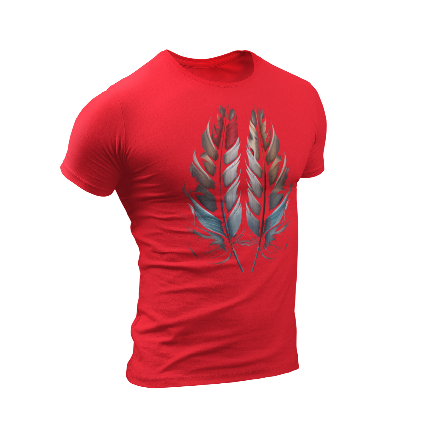 Red Tribal Feathers shirt by Made Inc 