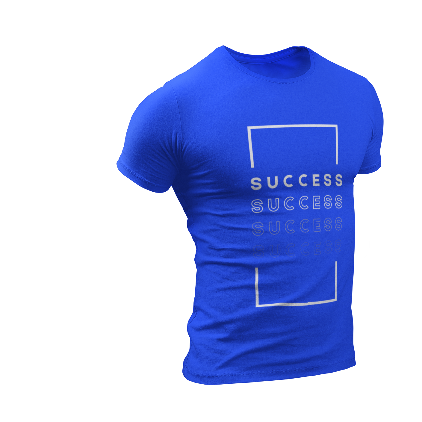 Layered success - blue sueded t-shirt with success design by Made Inc 