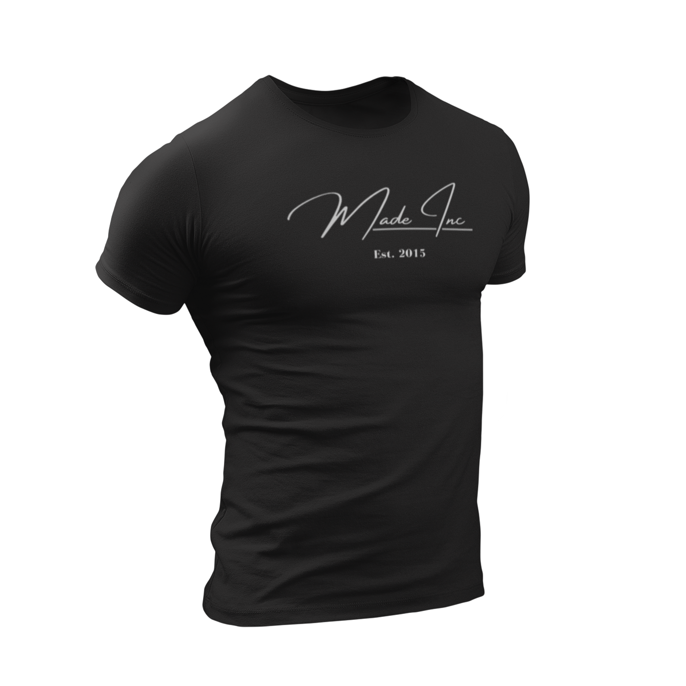 White Sueded Made Inc Signature t-shirt with black print by Made Inc 